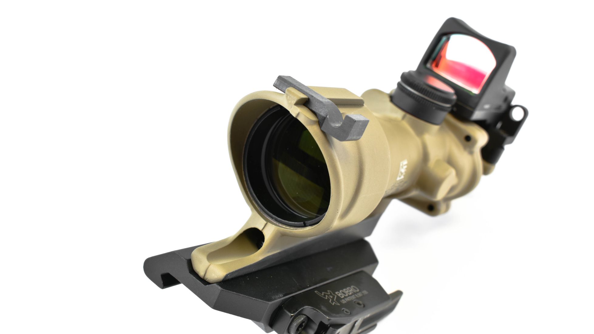 Trijicon 4x32 ACOG ECOS Rifle Scope w/ Backup Iron Sights and Red Dot